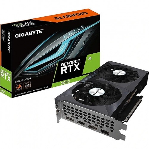 Graphics Card|GIGABYTE|NVIDIA GeForce RTX 3050|6 GB|GDDR6|96 bit|PCIE 4.0 16x|Memory 14000 MHz|GPU 1500 MHz|Dual Slot Fansink|2xHDMI|2xDisplayPort|GV-N3050EAGLEOC-6GD image 1