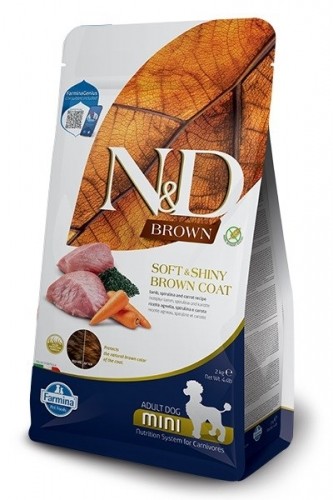 FARMINA N&D Brown Dog Lamb, Spirulina&Carrot Adult Mini - dry dog food - 2 kg image 1