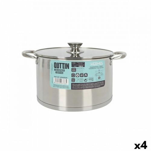 Pot with Glass Lid Quttin Hermes Steel 8 L (4 Units) image 1