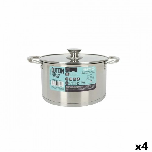 Pot with Glass Lid Quttin Hermes Steel 5,5 L (4 Units) image 1