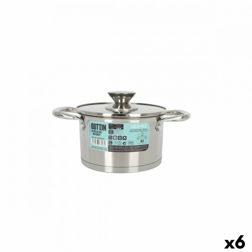 Pot with Glass Lid Quttin Hermes Steel 1,8 L (6 Units) image 1