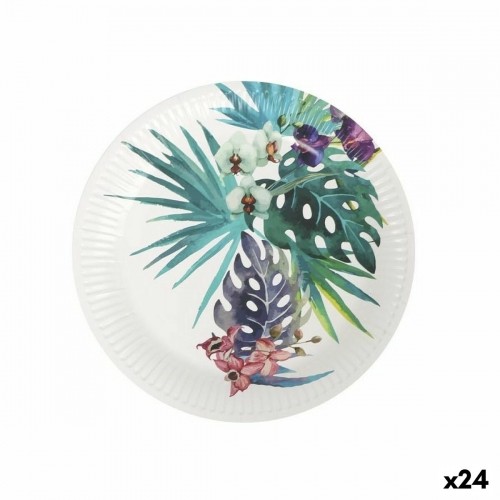Plate set Algon Disposable Cardboard Tropical 8 Pieces 23 cm (24 Units) image 1
