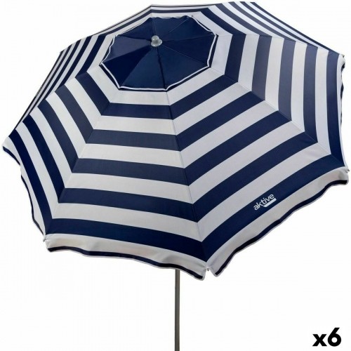 Пляжный зонт Aktive Синий/Белый 220 x 209 x 220 cm Сталь Ткань Оксфорд (6 штук) image 1