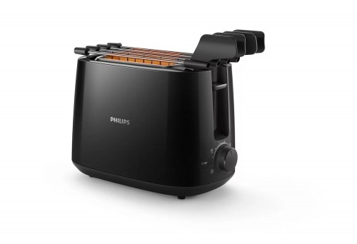Philips Daily Collection Toaster HD2583|90  Plastic  2-slot  bun warmer  sandwich rack  black image 1