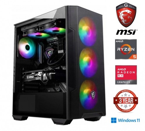 Mdata Gaming Ryzen 5 7600 32GB 512GB SSD NVME 1TB HDD RX 7800 XT Windows 11 image 1