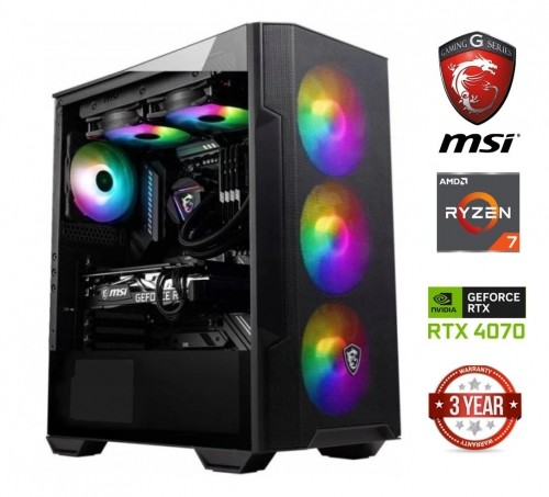 Mdata Gaming Ryzen 7 5700g 16GB 512GB SSD NVME RTX 4070 NoOs image 1