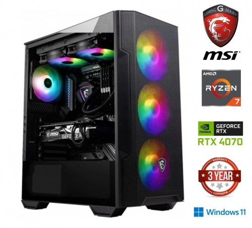 Mdata Gaming Ryzen 7 5700g 16GB 256GB SSD NVME 2TB HDD RTX 4070 Windows 11 image 1