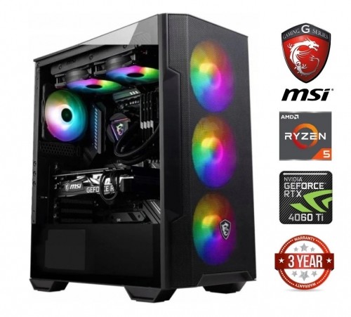 Mdata Gaming Ryzen 5 7600 16GB 512GB SSD NVME 2TB HDD RTX 4060 Ti NoOs image 1