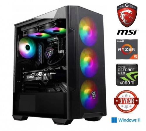 Mdata Gaming Ryzen 5 7600 16GB 1TB SSD NVME 2TB HDD RTX 4060 Ti Windows 11 image 1