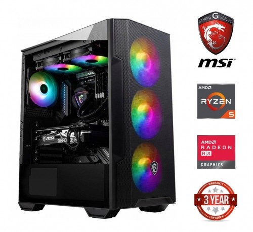 Mdata Gaming Ryzen 5 7600 16GB 512GB SSD NVME 1TB HDD RX 7800 XT NoOs image 1