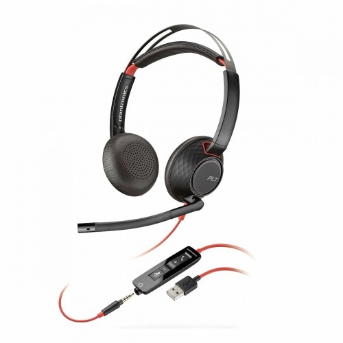 Headphones Poly BLACKWIRE 5220 Black Red image 1