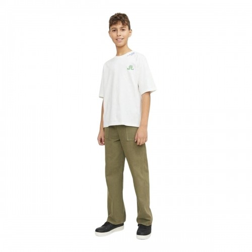Child's Short Sleeve T-Shirt Jack & Jones Jorcole Back Print White Green image 1