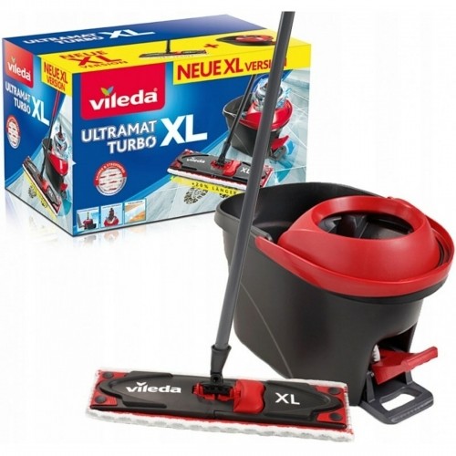 Mop with Bucket Vileda Ultramat Turbo XL Black Red Microfibre image 1