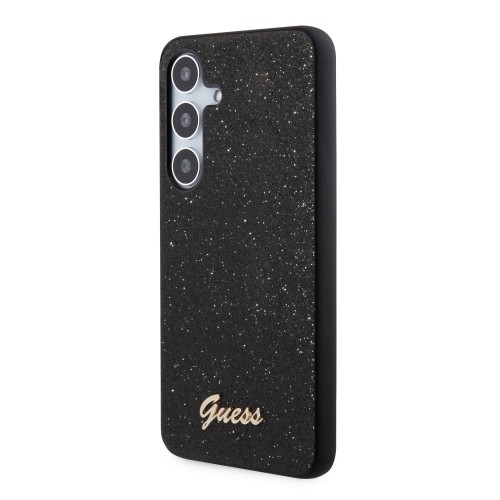 Guess PC|TPU Glitter Flakes Metal Logo Case for Samsung Galaxy S24+ Black image 1