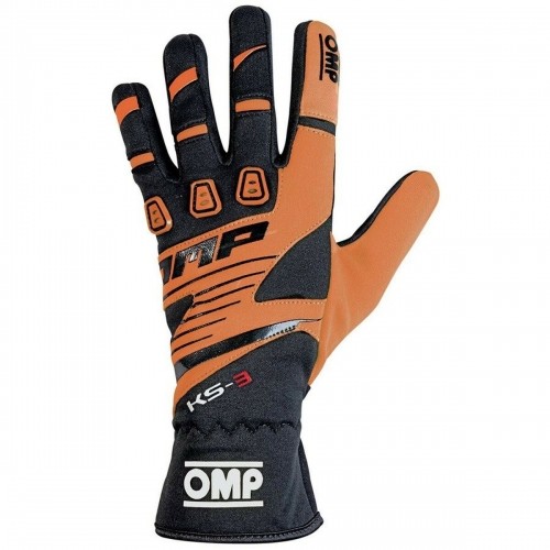 Karting Gloves OMP KS-3 S Melns Oranžs image 1
