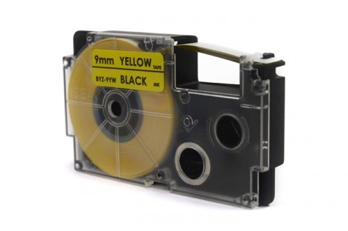 Label Tape JetWorld for use in Casio  Black on Yellow 9mm x 8m (PT-9YW1, PT9YW1, XR-9YW1, XR9YW1) image 1