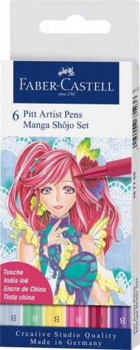 Otas tipa flomāsteri Faber-Castell Pitt Artist Pen 6 krāsas, Manga shôjo image 1