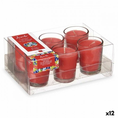 Acorde Aromatizētās sveces Komplekts 16 x 6,5 x 11 cm (12 gb.) Stikls Sarkanās ogas image 1