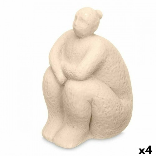 Decorative Figure Beige Dolomite 18 x 30 x 19 cm (4 Units) Lady Sitting image 1