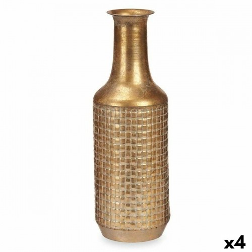 Vase Golden Metal 14 x 46 x 14 cm (4 Units) With relief image 1