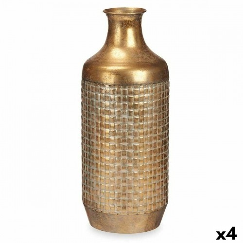 Vase Golden Metal 16 x 42 x 16 cm (4 Units) With relief image 1