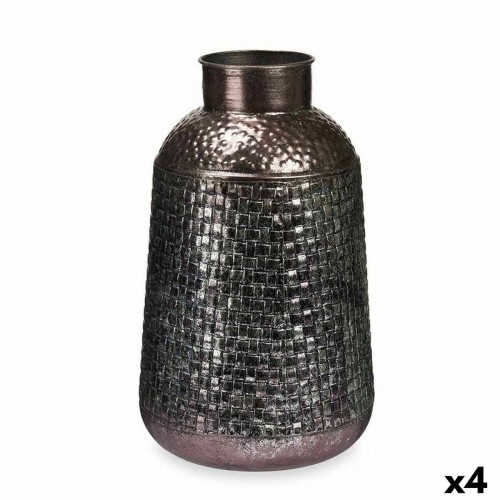 Vase Silver Metal 22,5 x 39,5 x 22,5 cm (4 Units) With relief image 1