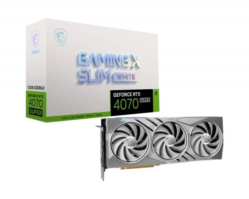 Graphics Card|MSI|NVIDIA GeForce RTX 4070 SUPER|12 GB|GDDR6X|192 bit|PCIE 4.0 16x|1xHDMI|3xDisplayPort|4070SUPGAMXSLIMWH12G image 1