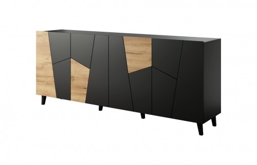 Cama Meble ETNA chest of drawers 200x42x82 black matt + oak craft image 1