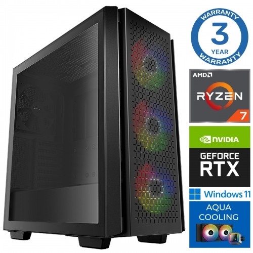 INTOP AQUA Ryzen 7 7700X 32GB DDR5 2TB SSD M.2 NVME+2TB RTX3050 6GB WIN11Pro image 1