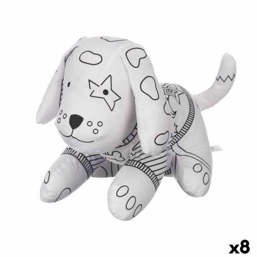 Colouring Plush White Black Cloth 13 x 14 x 20 cm Dog (8 Units) image 1