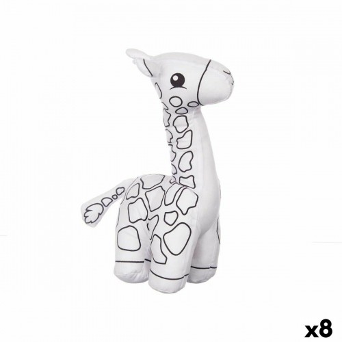 Colouring Plush White Black Cloth 17 x 22 x 9 cm Giraffe (8 Units) image 1