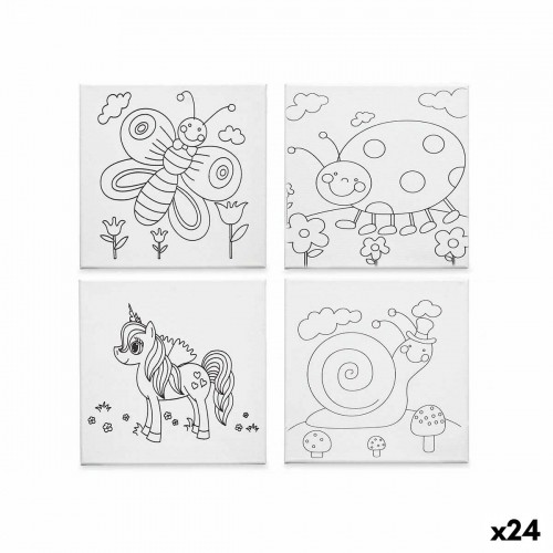 Canvas White Cloth 15 x 15 x 1,5 cm For painting animals (24 Units) image 1