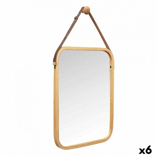 Gift Decor Hanging mirror Натуральный Кожа Бамбук Прямоугольный 34 x 41,5 x 1,5 cm (6 штук) image 1