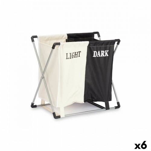 Laundry basket White Black Metal 60 x 34 x 56 cm Double (6 Units) image 1