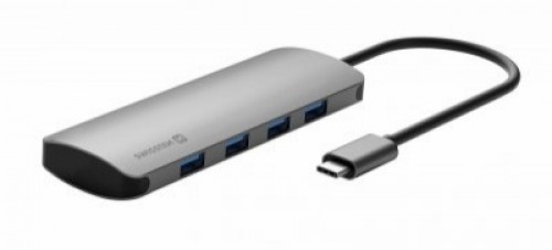 Swissten USB-C Sadalītājs 4in1 ar 4 USB 3.0 ligzdām | Alumīnija korpuss image 1