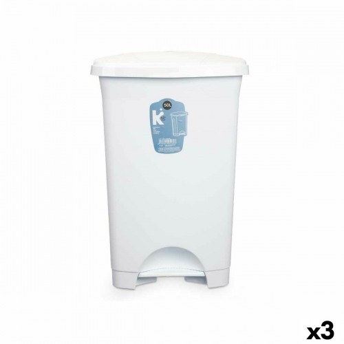 Bigbuy Home Atkritumu tvertne ar pedāli Balts Plastmasa 50 L (3 gb.) image 1