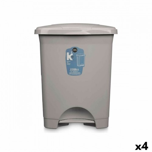 Bigbuy Home Atkritumu tvertne ar pedāli Pelēks Plastmasa 30 L (4 gb.) image 1