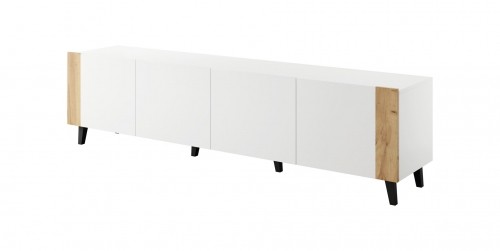 Cama Meble RTV cabinet FARO 200x42x52 white matt + oak craft image 1