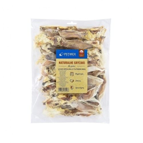 PETMEX dog chew Rabbit ear with fur 500g image 1