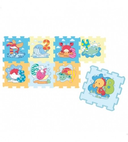 Color Baby Paklājiņš puzle Jūras dzīvnieki un cipari, 8 dab. (30 x 30 cm) Eva gumija, +10 mēn. CB47157 image 1