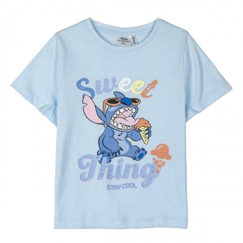 Krekls ar Īsām Piedurknēm Bērniem Stitch Gaiši Zils image 1