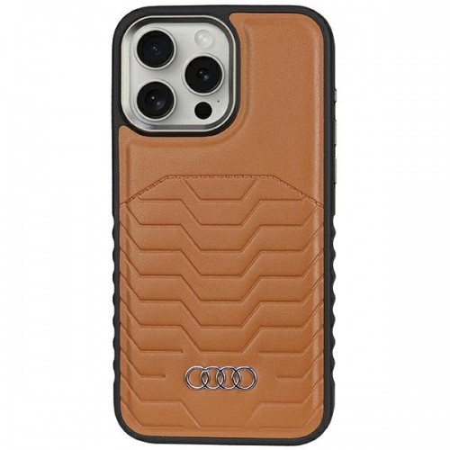 Audi Synthetic Leather MagSafe iPhone 15 Pro Max 6.7" brązowy|brown hardcase AU-TPUPCMIP15PM-GT|D3-BN image 1