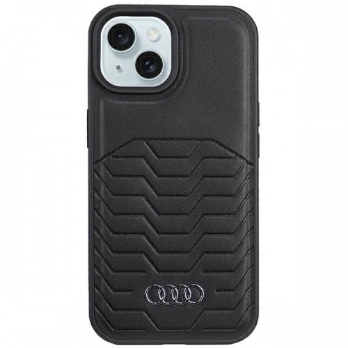 Audi Synthetic Leather MagSafe iPhone 15 | 14 | 13 6.1" czarny|black hardcase AU-TPUPCMIP15-GT|D3-BK image 1