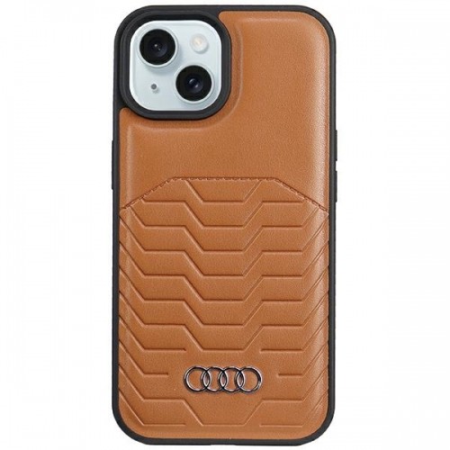 Audi Synthetic Leather MagSafe iPhone 15 | 14 | 13 6.1" brązowy|brown hardcase AU-TPUPCMIP15-GT|D3-BN image 1