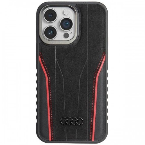 Audi Genuine Leather MagSafe iPhone 15 Pro 6.1" czarno-czerwony|black-red hardcase AU-TPUPCMIP15P-R8|D3-RD image 1