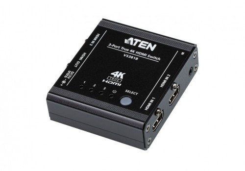 Aten   3-Port True 4K HDMI Switch VS381B Input: 3 x HDMI Type A Female; Output: 1 x HDMI Type A Female image 1