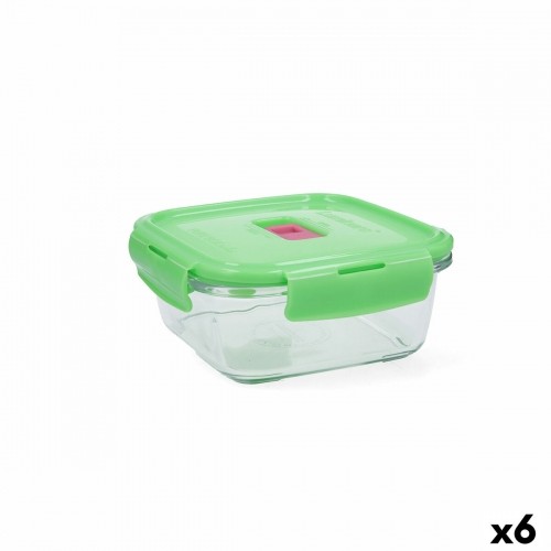 Hermetic Lunch Box Luminarc Pure Box Holy Green Glass Squared 760 ml (6 Units) image 1