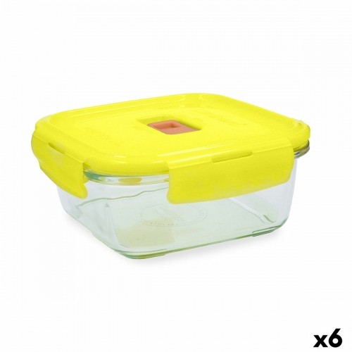 Герметичная коробочка для завтрака Luminarc Pure Box Holy Жёлтый Cтекло Квадратный 1,22 L (6 штук) image 1