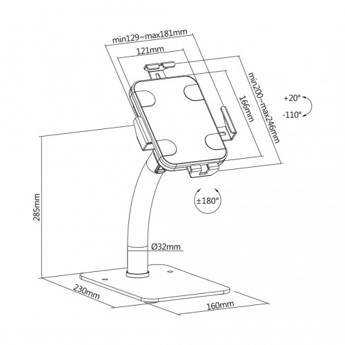 Maclean MC-468W Universal Tablet Stand Holder Lockable 7.9" - 11" Table or Wall Mounting Public Display Kiosk Sturdy Anti-Theft image 1