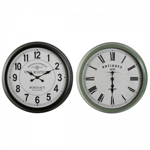 Wall Clock Home ESPRIT Black Green Metal Crystal 70 x 9 x 70 cm (2 Units) image 1